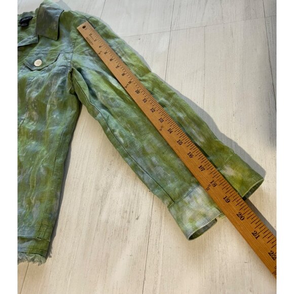 Pure Amici XS Green Tie-Dye 100% Linen Jacket & Jogger Pants Set - Picture 13 of 14